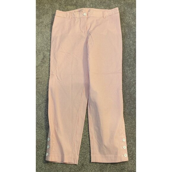 Talbots Pink Gingham Perfect Crop Pants Size 8 - Picture 1 of 10